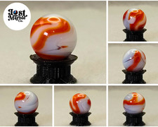 15.5mm Champion Swirl Marble - Red White  Blue NM  Sm Cold Crease
