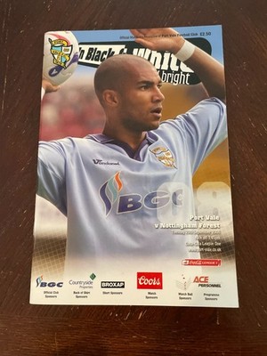 Port Vale FC v Nott Forest, Sept 26, 2006 Programme -VG
