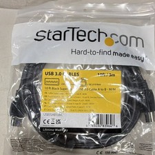 StarTech.com USB 3.0 A Male to B Male Round Cable 10ft Black USB3SAB10BK