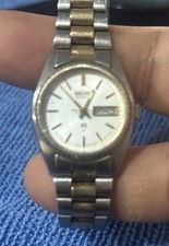 Vintage Seiko SQ Ladies Watch Two Tone Day Date Fluted Bezel 8523-0059 new batte