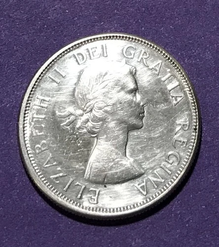 1963 Canada 50 Cent Coin (AU) .8 Silver