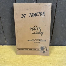 Caterpillar Cat D7 Tractor Factory Parts Catalog Manual 1957