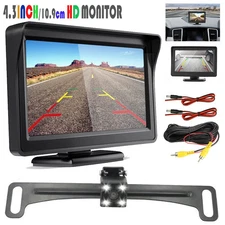 4.3" Monitor Car Rear View Camera Kit - License Plate Reverse Fit Car/SUV/Pickup