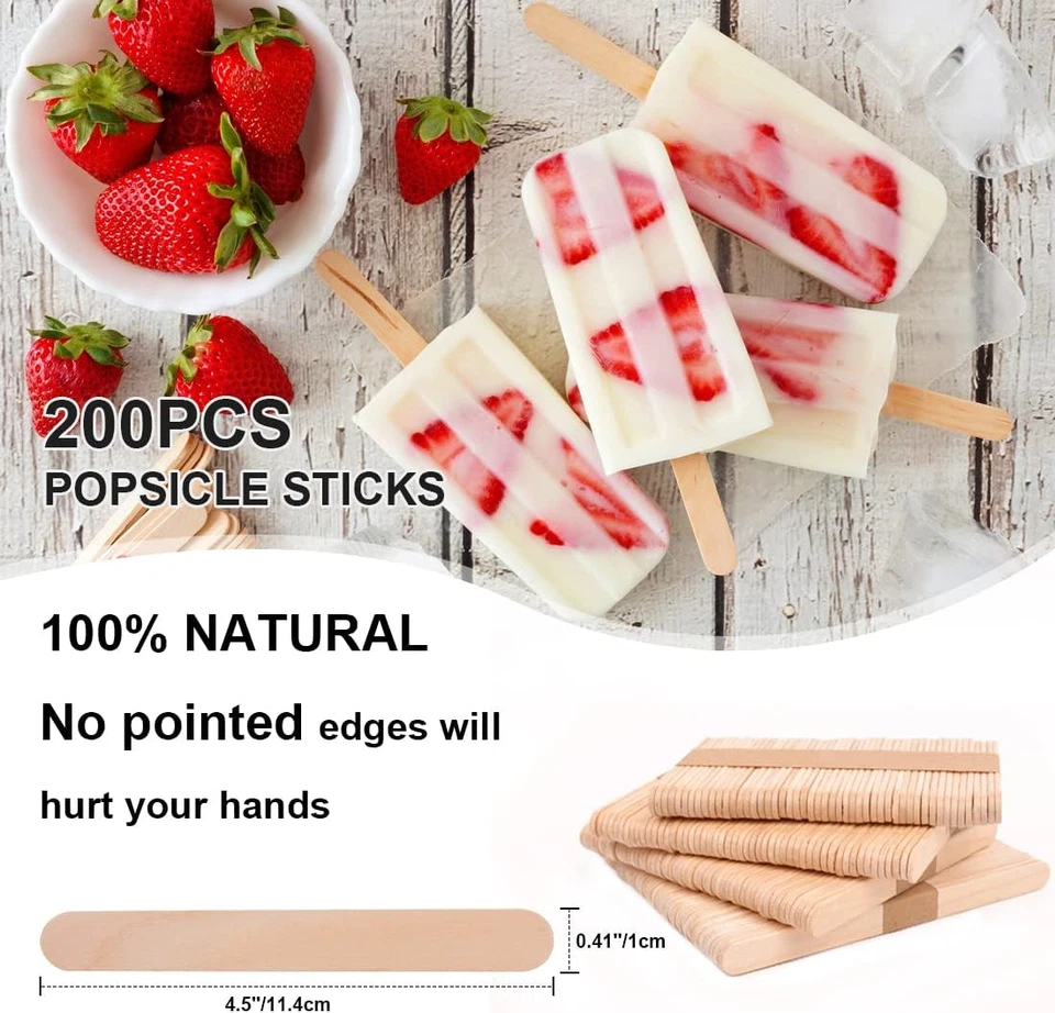 Juego de 400 palos de helado y 200 bolsas de celofán autosellantes transparentes Foto 2 de 4