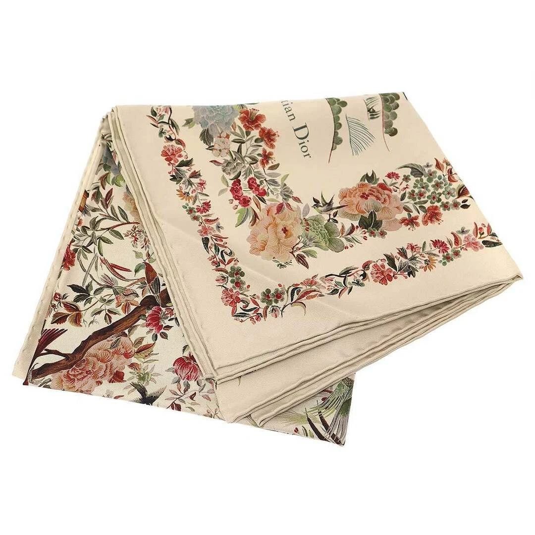 Foulard carré beige Christian Dior 90 cm