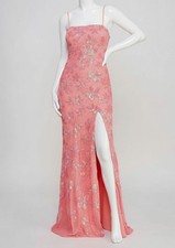 Emerald Sundae Juniors' Women's Pink Floral Sequins Square-Neck Dress Size: M