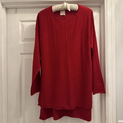 Kerisma Red Wool Blend Long Sleeve Hi Lo Thin Knit Sweater Size S/M