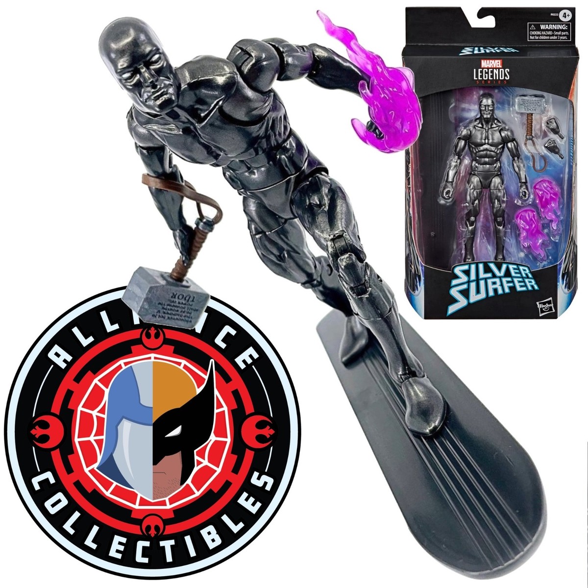 2021 Marvel Legends OBSIDIAN SILVER SURFER Mjolnir 6