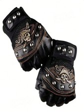 2pcs/Set Fingerless Gloves, Unisex Punk Style Half Finger Leather Gloves