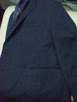 Andrew Fezza Mens Blazer Two Button Jacket 52 Navy Blue ***Snowflake Pattern***