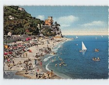 Postcard Beach &amp; Little Castle Finale Ligure Italy