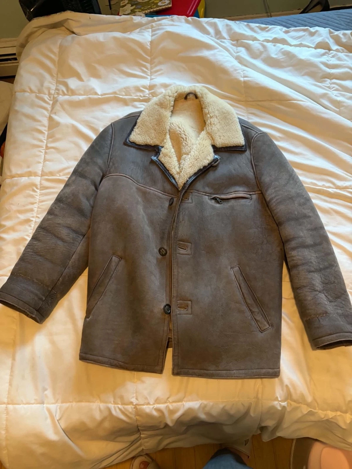 # Vintage "Marlboro Man" Style Men's Genuine Shearling Rancher Coat image 1