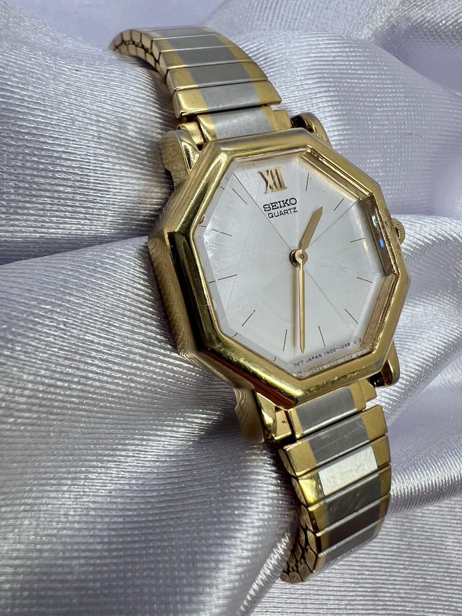 Vintage Seiko Octagon Case Mother of Pearl Dial Ladies Gold-Tone Dress Watch Seiko Octagon Watch Women - Etsy main image 4