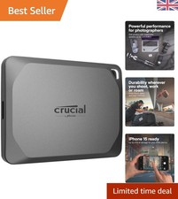 Crucial X9 Pro 2TB Portable SSD - 1050MB/s, Waterproof, Lightweight Design