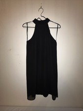 Naked Zebra Black Halter Dress Size Medium Light, Airy, Little Black Dress