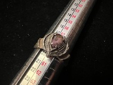 Sterling silver pear-cut amethyst ring leaf design Size 8.75-near 9