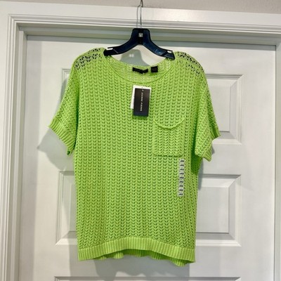 Jeanne Pierre NWT Women's Size L Sweater Pullover Lime Green Cotton Spring New