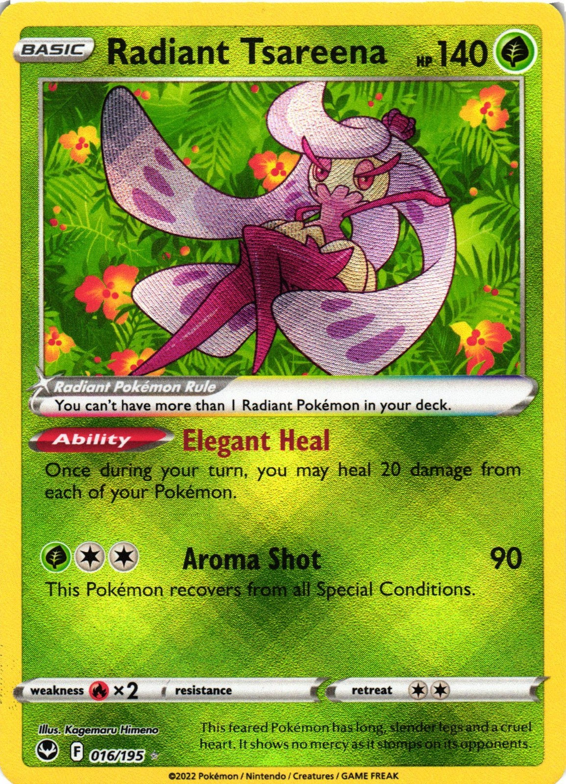 Pokémon TCG Radiant Tsareena Silver Tempest 016/195 Holo Radiant Rare NM