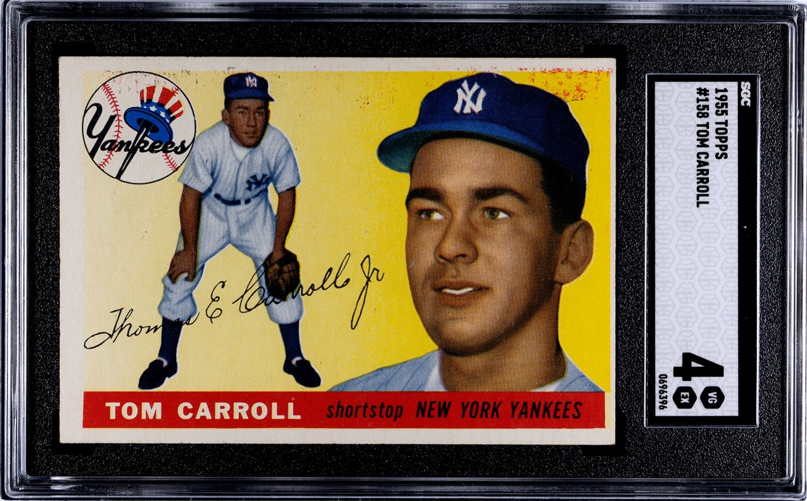 1955 Topps #158 Tom Carroll  New York Yankees SGC 4 VG EX