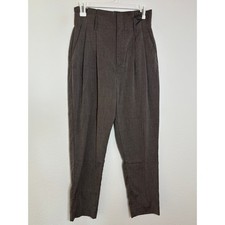 H M High Waisted Pleated Tapered Trousers Charcoal Gray Size 4