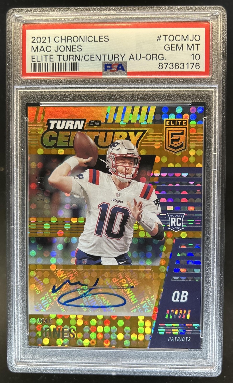Mac Jones Panini Chronicles Elite Turn of the Century Autographs #TOCMJO Orange
