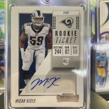 2018 Panini Contenders Rookie Ticket Auto Micah Kiser #228 Rookie Auto RC