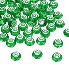 100Pcs 14mm Large Hole Acrylic Beads Green European Loose Faceted Bead