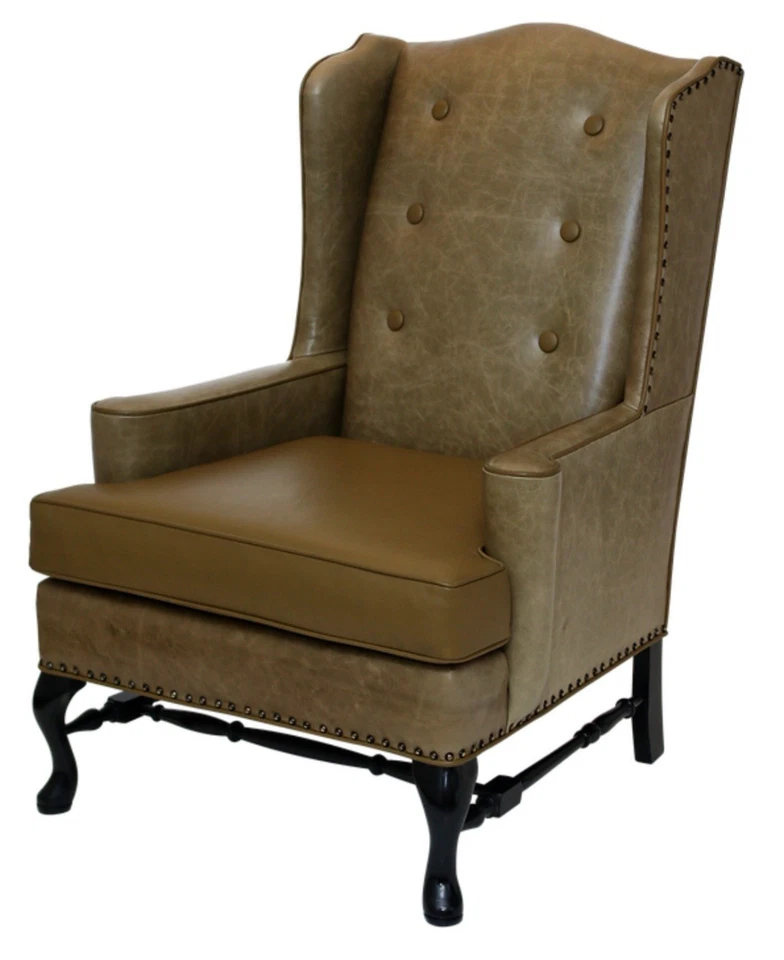 Silla vintage Queen Anne con respaldo alado Foto 2 de 3