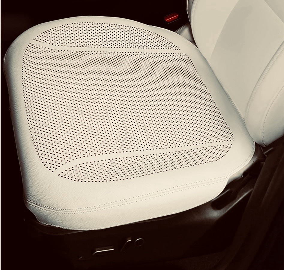 Nappa Leather Car Front Seat Bottom Cover for 2025-2026 Tesla Model Y/3 Ivory