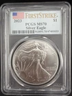 2023 $1 Silver American Eagle First Strike PCGS MS70 - Blue Flag Label
