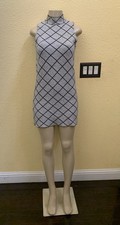 Zara Knit Size Small Sleeveless Geometric Pattern Mock Neck Mini Shift Dress