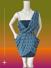 Alexander McQueen 100% Silk Black Gray Draped Over Shoulder Mini Dress 1/XS