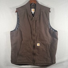 Carhartt Canvas Vest DKB Dark Brown Quilt Lined Mens Large Tall LT