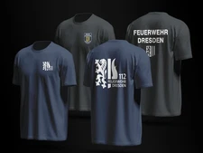 Feuerwehr Dresden T-Shirt | German Firefighter 112 Lion Emblem Tee