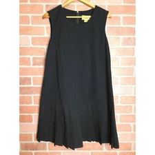 Sostanza Women's Sleeveless Pleated Shift Dress Round Neck Black Size XL