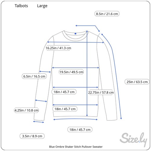 Talbots Shaker Stitch Blue Ombre Dip Dye Pullover Cotton Sweater Ladies Large - Picture 8 of 8