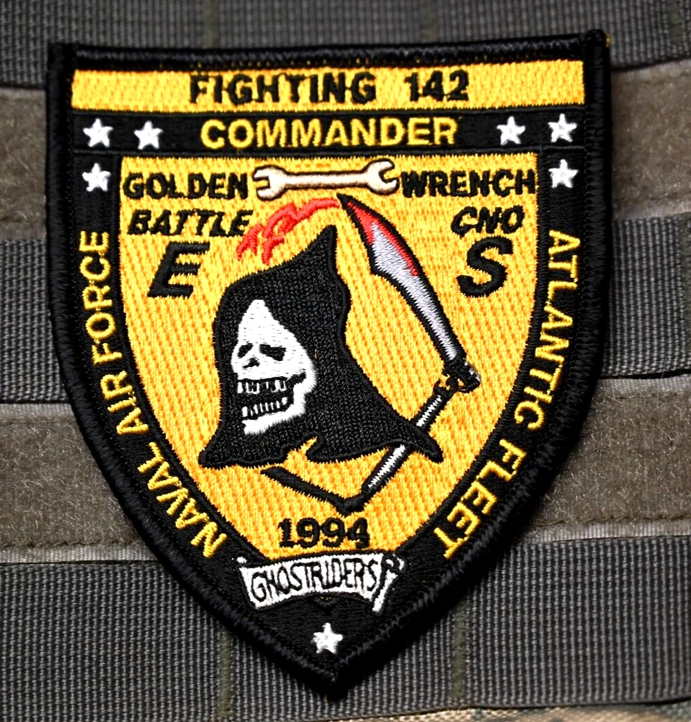 USN F-14 TOMCAT VF-142 FIGHTER SQN PATCH: GHOSTRIDERS - Original