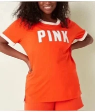 VICTORIA'S SECRET PINK ORANGE CAMPUS RINGER T-SHIRT~NWT~2X~$32.95