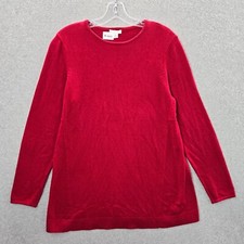 J Jill Women Sweater Small Red Tunic Crew Neck Long Sleeve Pullover Nylon