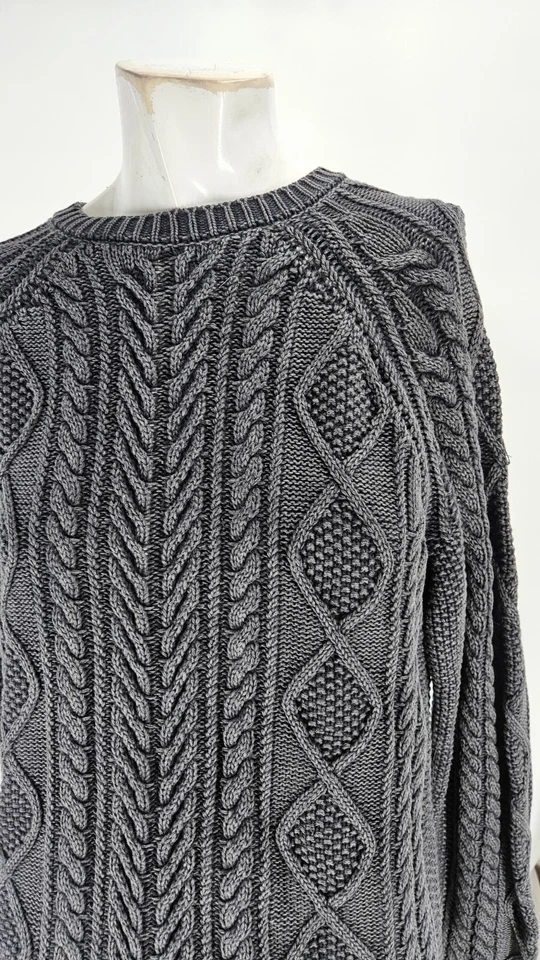 Rag & Bone Men's Sweater Small Dexter Organic Cotton Aran Knit Overdyed... - Image 3 of 4