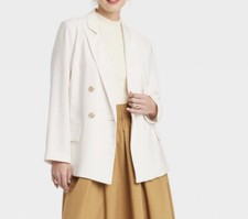 Women s A New Day Double Breasted Cream Blazer Jacket XS NWT