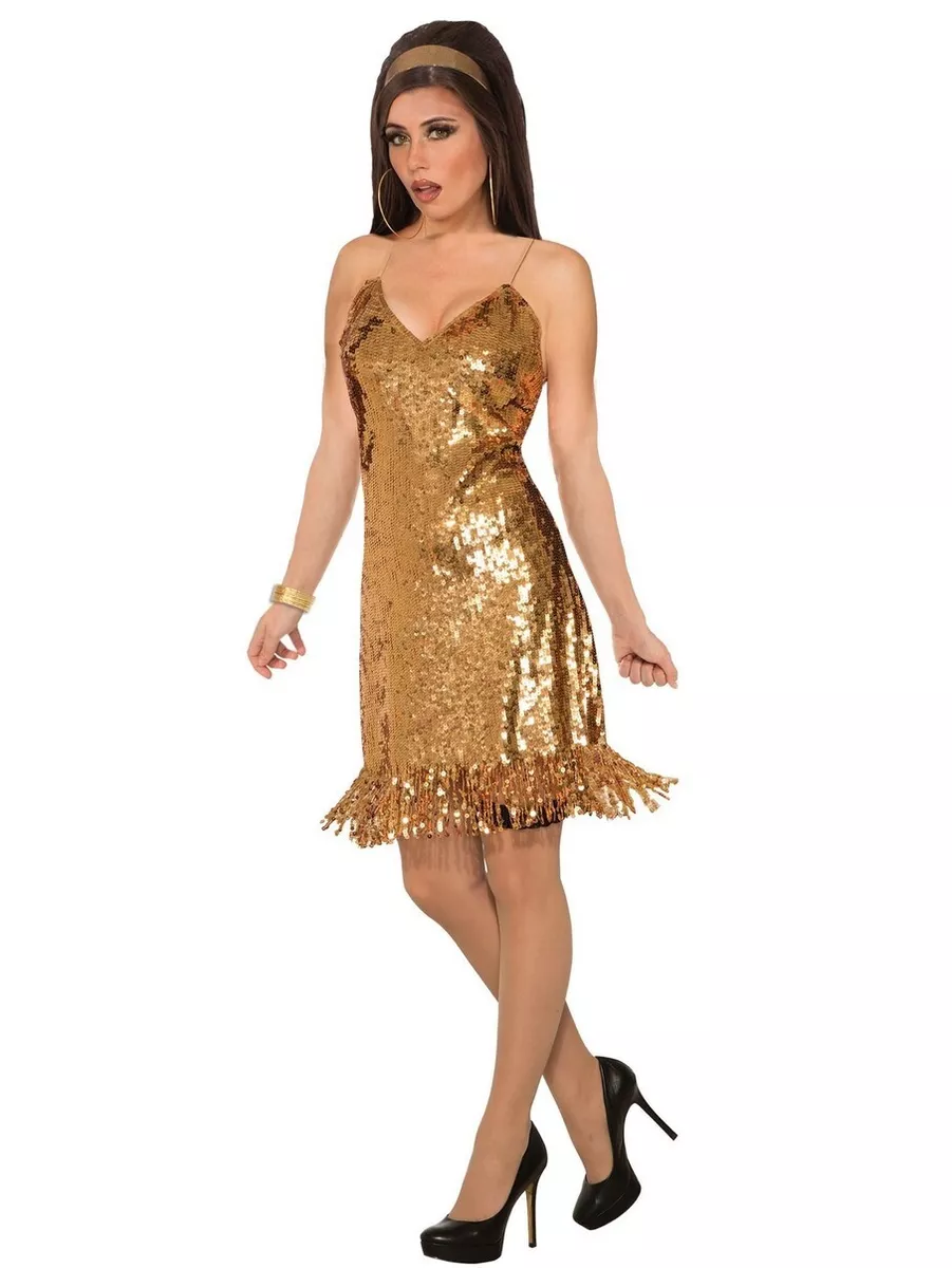 Déguisement Robe Disco à Sequins Or années 70