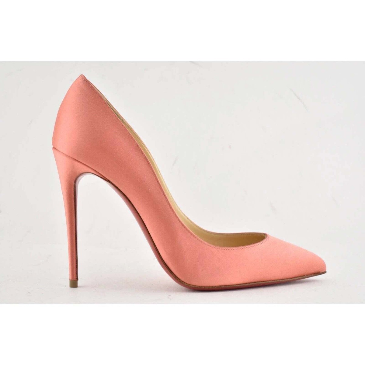Christian Louboutin Pigalle Follies 100 Charlotte Coral Satin Heel
