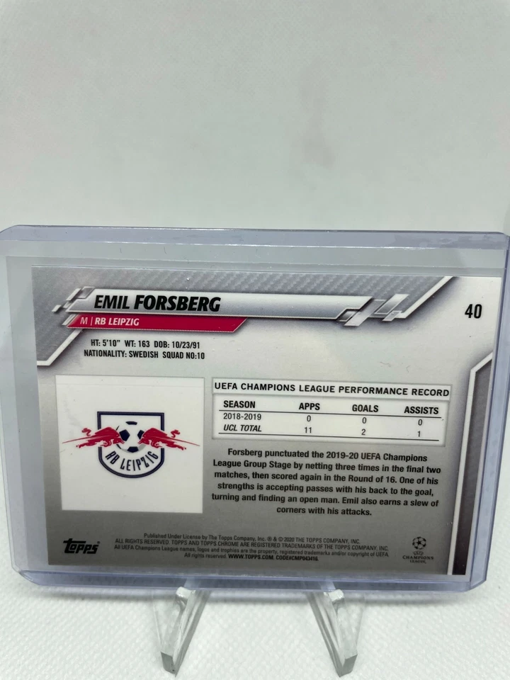 2020 Topps Chrome Sapphire Emil Forsberg LEIPZIG - Image 2 of 2