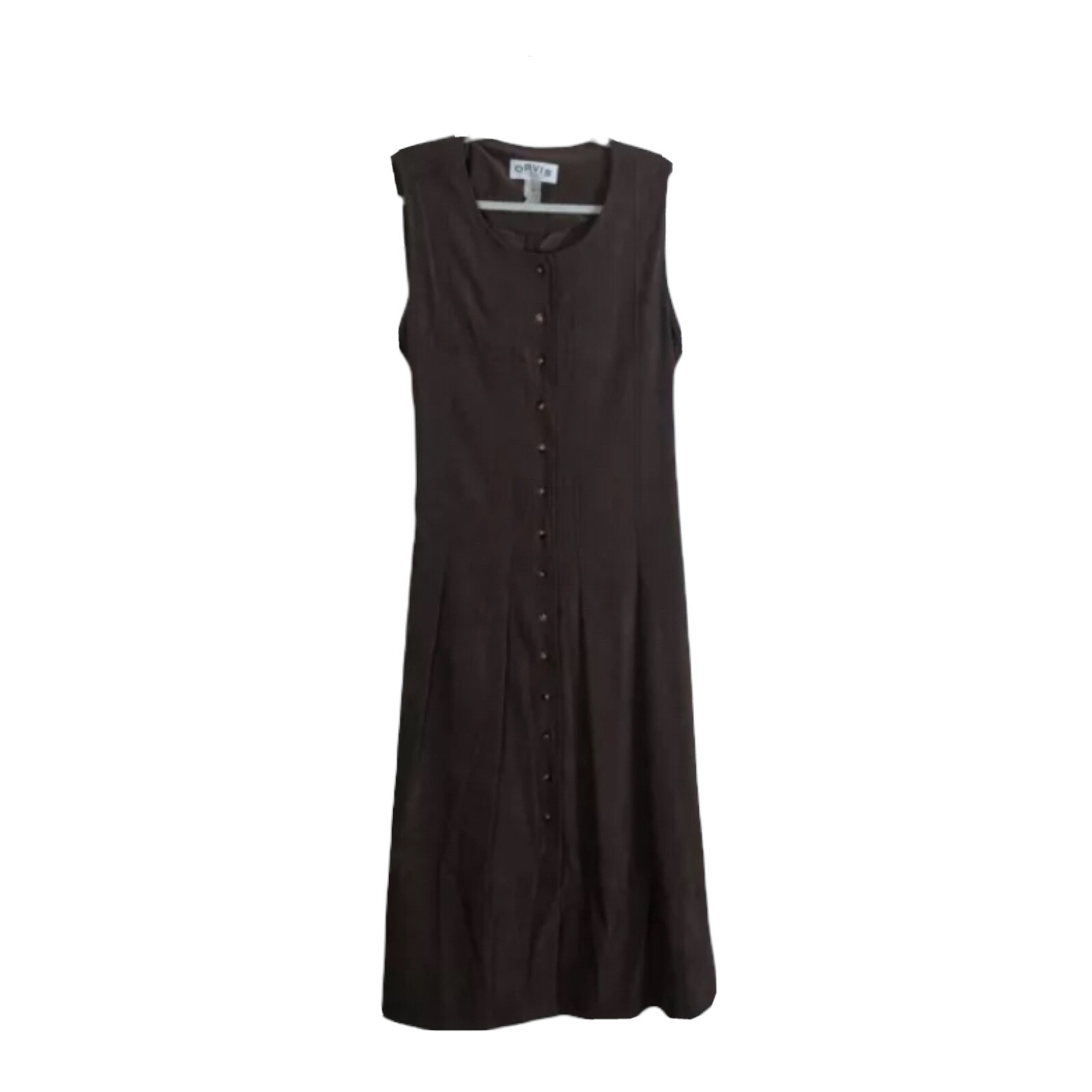 Orvis Maxi Dress Brown Suede Long Button Front Womens Belted Casual-image