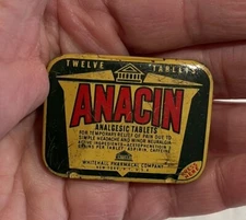 Vintage ANACIN Analgesic Tablets Tin~Whitehall Pharmacol Co~Empty~Prop/Display