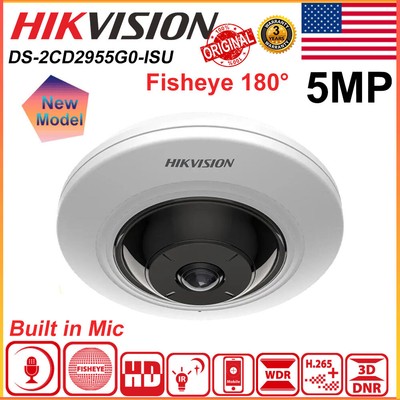 Hikvision 5MP 180° View Fisheye IP Camera POE Indoor Camera Mic DS-2CD2955G0-ISU