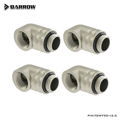 Barrow G1/4'' Dazzle Male to Female Fitting 90 Degree Rotary White Silver 4 Pack