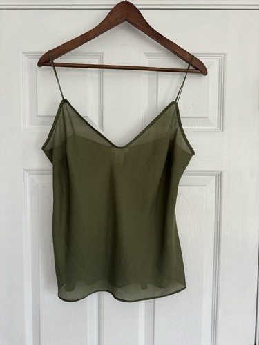 Harold’s 100% Silk Tank Top Camisole Size 14 Green Cami Capsule Sexy Boho Soft