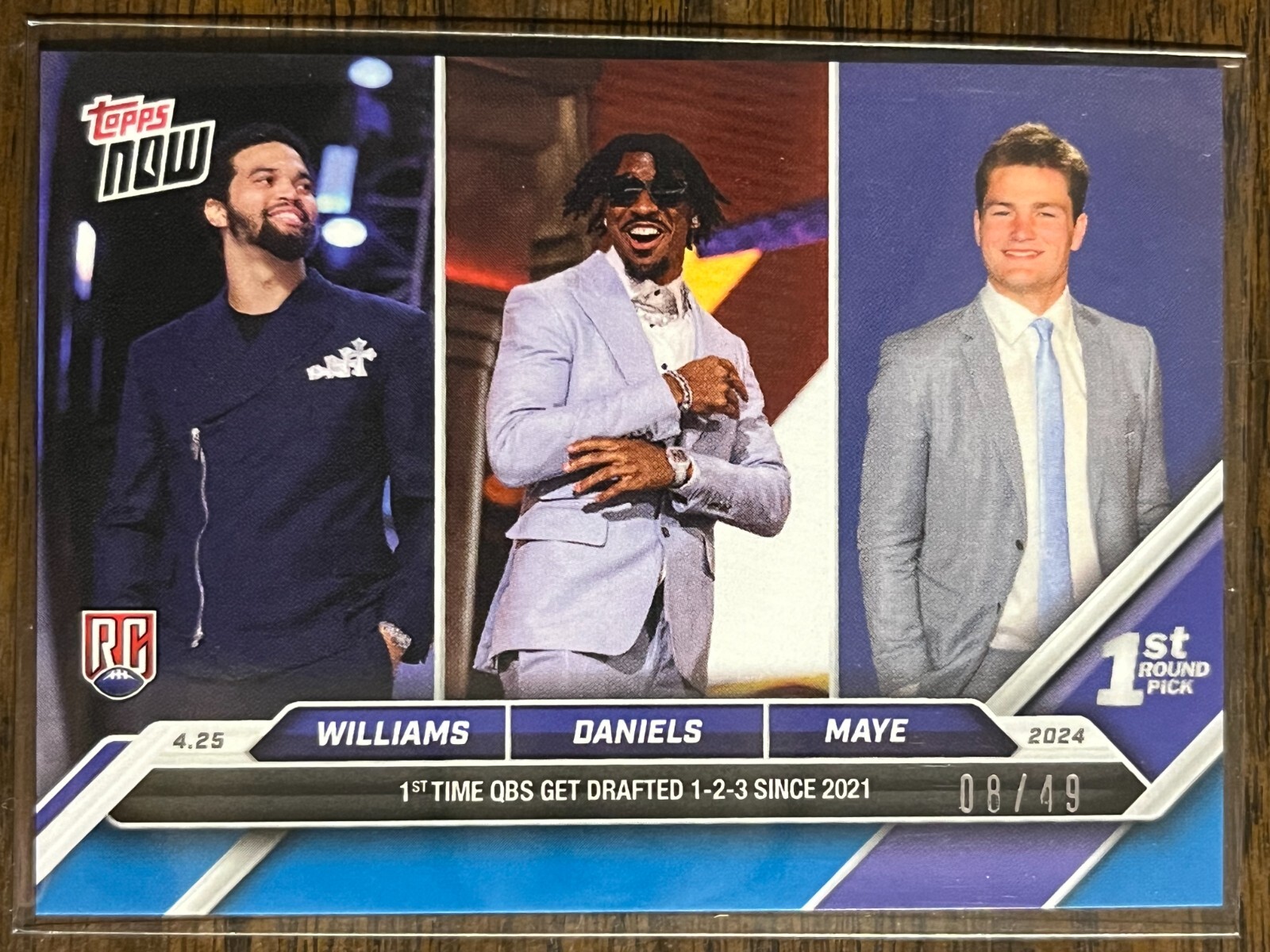 2024 Topps Now NFL #D-TRIP Caleb Williams Jayden Daniels Drake Maye RC BLUE 8/49